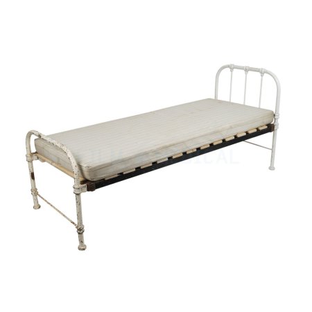 Cream Rusted Bed  Rail Headboard With Mattress